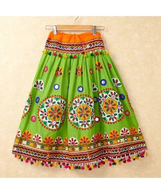 Banjara India Kutchi Emboidered Green Girls Chaniya Choli with Dupatta (CC-RING) - Green 3
