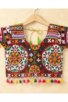 Banjara India Kutchi Emboidered Green Girls Chaniya Choli with Dupatta (CC-RING) - Green