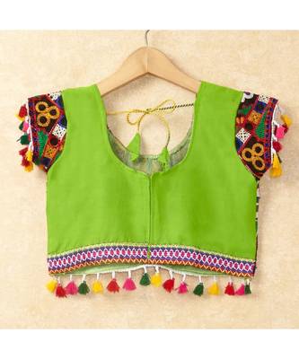 Banjara India Kutchi Emboidered Green Girls Chaniya Choli with Dupatta (CC-RING) - Green 5