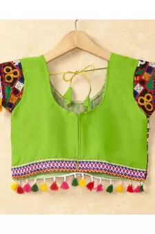 Banjara India Kutchi Emboidered Green Girls Chaniya Choli with Dupatta (CC-RING) - Green