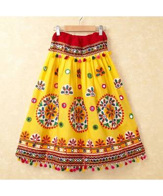 Banjara India Kutchi Emboidered Yellow Girls Chaniya Choli with Dupatta (CC-RING) - YELLOW 2