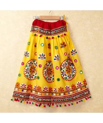 Banjara India Kutchi Emboidered Yellow Girls Chaniya Choli with Dupatta (CC-RING) - YELLOW 3