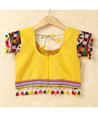 Banjara India Kutchi Emboidered Yellow Girls Chaniya Choli with Dupatta (CC-RING) - YELLOW 4