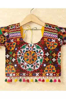 Banjara India Kutchi Emboidered Yellow Girls Chaniya Choli with Dupatta (CC-RING) - YELLOW