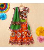 Banjara India Kutchi Emboidered Orange Girls Chaniya Choli with Dupatta (CC-RING) - ORANGE