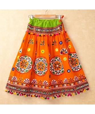 Banjara India Kutchi Emboidered Orange Girls Chaniya Choli with Dupatta (CC-RING) - ORANGE 2