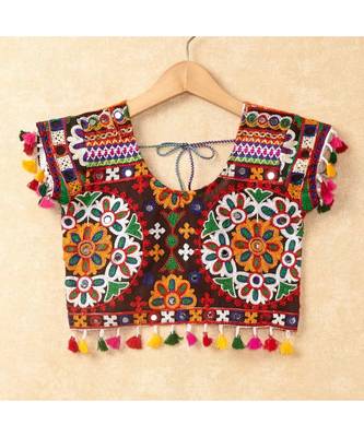 Banjara India Kutchi Emboidered Orange Girls Chaniya Choli with Dupatta (CC-RING) - ORANGE 4