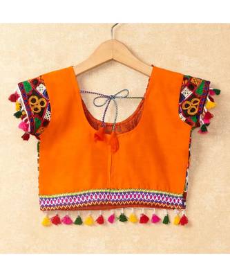 Banjara India Kutchi Emboidered Orange Girls Chaniya Choli with Dupatta (CC-RING) - ORANGE 5