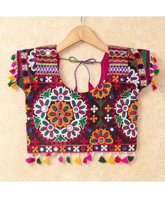 Banjara India Kutchi Emboidered Pink Girls Chaniya Choli with Dupatta (CC-RING) - Pink 2