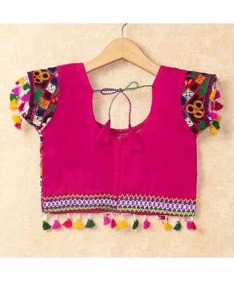 Banjara India Kutchi Emboidered Pink Girls Chaniya Choli with Dupatta (CC-RING) - Pink 4