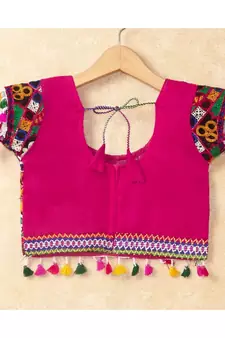 Banjara India Kutchi Emboidered Pink Girls Chaniya Choli with Dupatta (CC-RING) - Pink