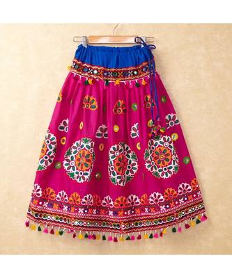 Banjara India Kutchi Emboidered Pink Girls Chaniya Choli with Dupatta (CC-RING) - Pink 5