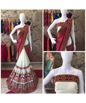 Maroon Embroidered Georgette Saree With Blouse 1