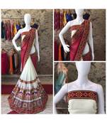 Maroon Embroidered Georgette Saree With Blouse