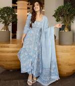 cotton BLOCK print ethnic kurti plazo with dupatta