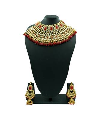 Red Kundan Choker Neckalce Jewellery set 1