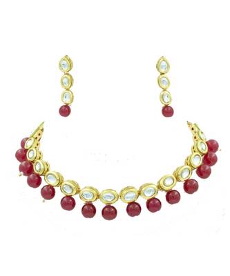 Red Kundan Choker Neckalce Jewellery set 1