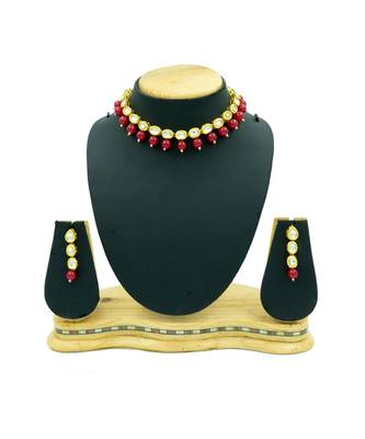 Red Kundan Choker Neckalce Jewellery set 2