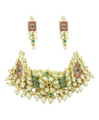 Multicolor Kundan Choker Neckalce Jewellery set 2