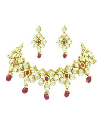 Red Kundan Choker Neckalce Jewellery set 1