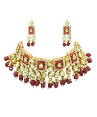 Red Kundan Choker Neckalce Jewellery set 2
