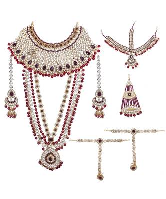 Maroon Kundan Bridal Jewellery Neckalce set 1