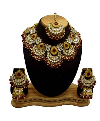 Maroon Kundan Gold Plated Choker Necklace set 1