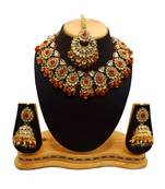 Red Kundan Gold Plated Choker Necklace set