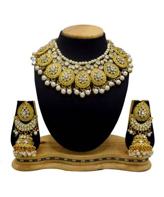 White Kundan Gold Plated Choker Necklace set 1