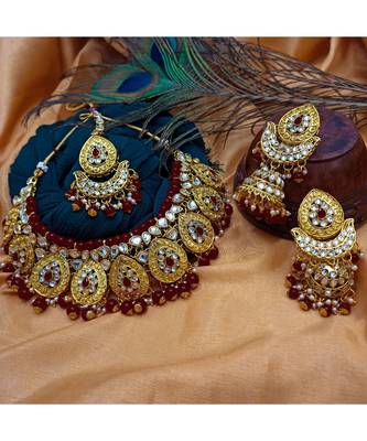 Maroon Kundan Gold Plated Choker Necklace set 2