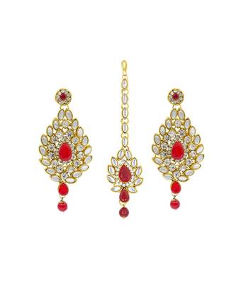 red Kundan Gold Plated Choker Necklace set 2