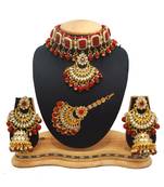 Red Kundan Gold Plated Choker Necklace set