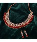 Red Antique Gold Plated AD Necklace set