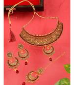 Maroon Kundan Gold Plated Choker Necklace set
