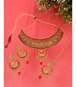 Red Kundan Gold Plated Choker Necklace set