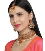 Red Kundan Gold Plated Choker Necklace set