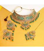 Green Kundan Gold Plated Choker Necklace set
