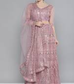 Lavender Sequence embroidered net semi stitched lehenga