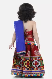 maroon Cotton printed  chaniya choli & dupatta