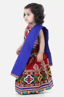 maroon Cotton printed  chaniya choli & dupatta