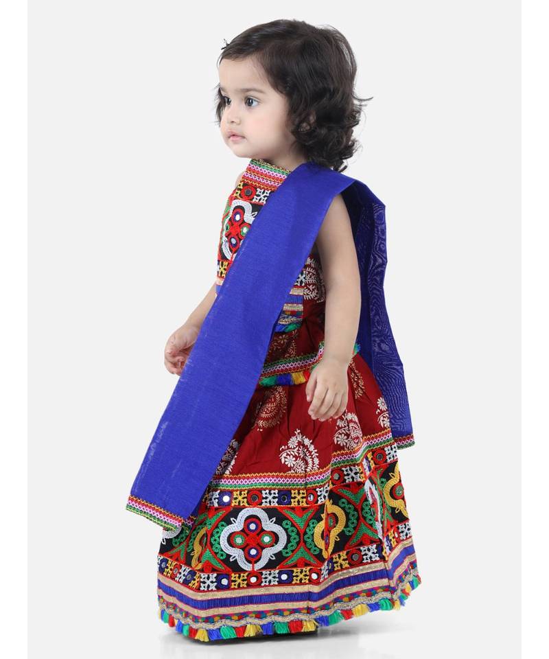 maroon Cotton printed  chaniya choli & dupatta