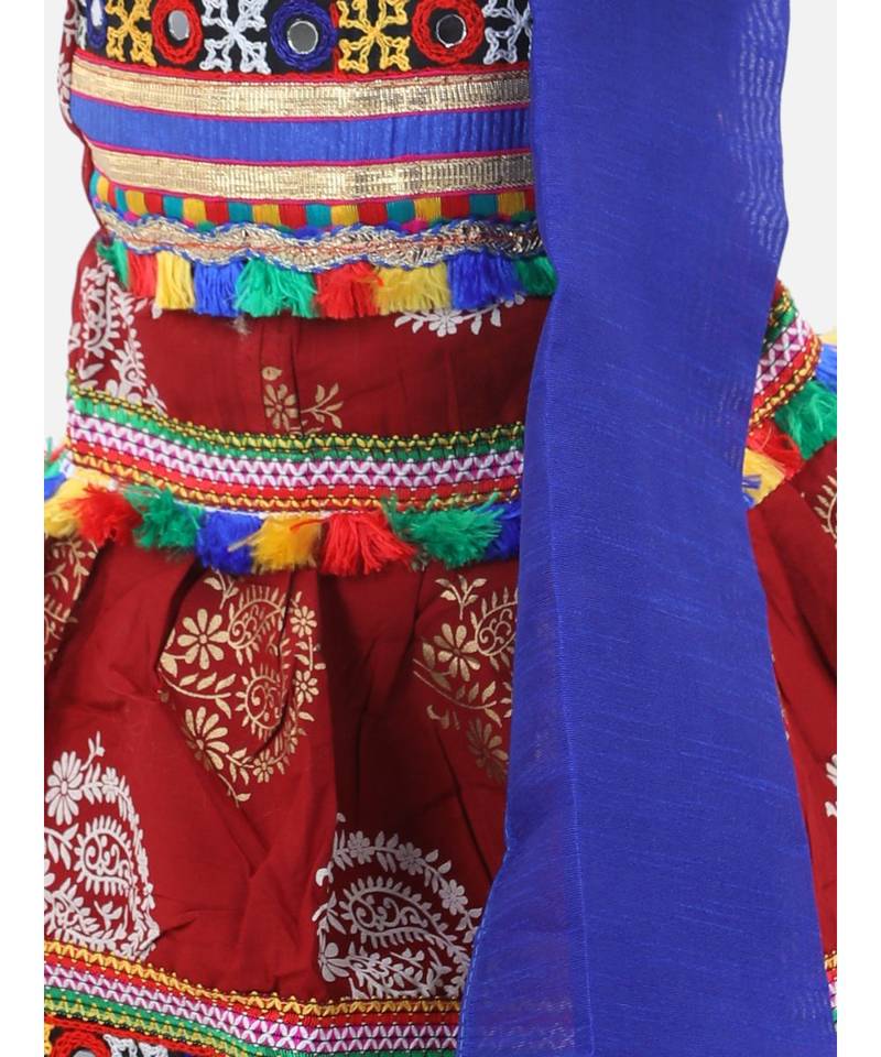 maroon Cotton printed  chaniya choli & dupatta