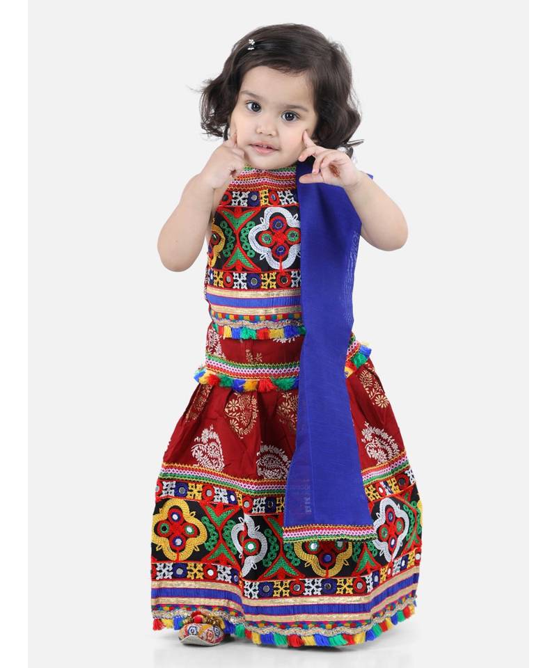 maroon Cotton printed  chaniya choli & dupatta