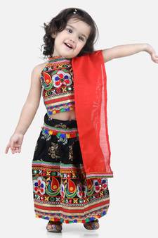 black Cotton printed  chaniya choli & dupatta