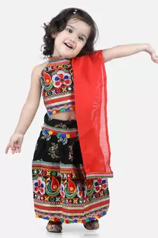 black Cotton printed  chaniya choli & dupatta