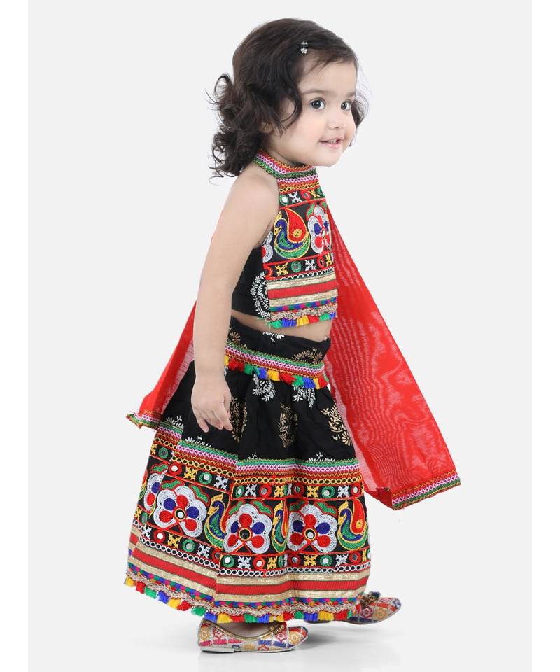 black Cotton printed  chaniya choli & dupatta