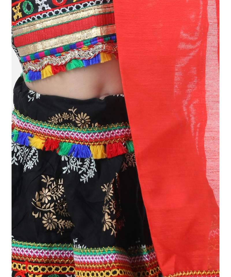 black Cotton printed  chaniya choli & dupatta