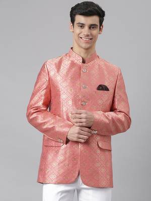 pink Polyester  printed stitched blazers 1