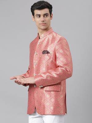 pink Polyester  printed stitched blazers 3