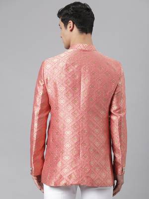 pink Polyester  printed stitched blazers 4